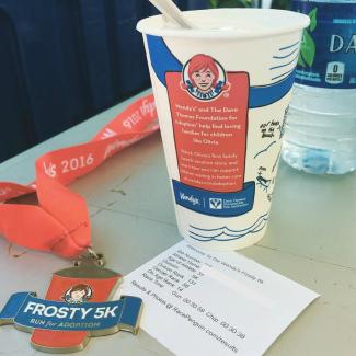 Frosty 5k medal and cup